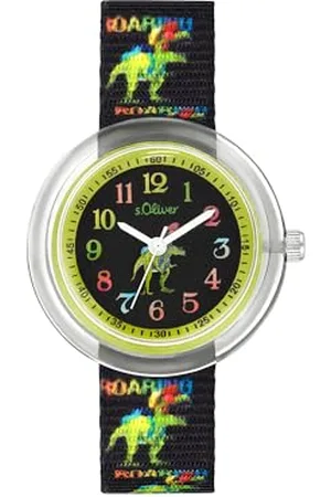 QS by s.Oliver Armbanduhr Jungen Kinder Quarzuhr Analog, mit Nylon Armband, Mehrfarbig, wasserfest Wasserdicht, Kommt in Uhren Geschenk Box, 2037723