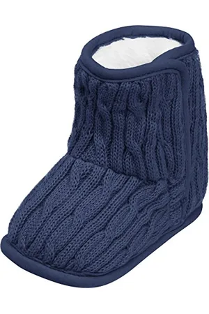Playshoes Gestrickte Baby-Schuhe mit Klettverschluss, Krabbelschuhe für Neugeborene, gefüttert und rutschhemmend