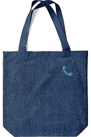Green Fish Denim-Tragetasche, bedruckt, Einkaufstasche, maschinenwaschbar, faltbar, Handtasche aus Jeans mit Griffen, 38 x 42 cm