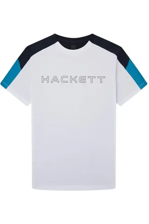 Hackett Herren T-Shirt mit Paspelbesatz und Textur, Weiß (Weiß), S
