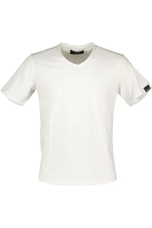 Replay Herren T-Shirt Kurzarm mit V-Ausschnitt, Weiß (White 001), 3XL