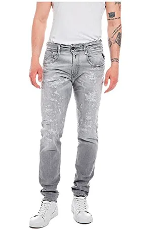 Replay Herren Jeans Anbass Slim-Fit Aged, (Grau), 31W / 34L