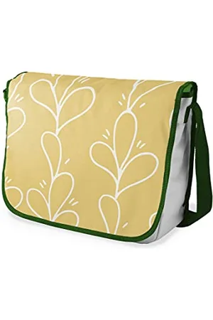 Bonamaison Le Jardin du Lin Digital Bedruckte Messenger Schultaschen mit Khaki Riemen für Mädchen und Jungen, Zurück zur Schule, Kuriertaschen für Schüler, Umhängetaschen, Größe: 29x36 Cm