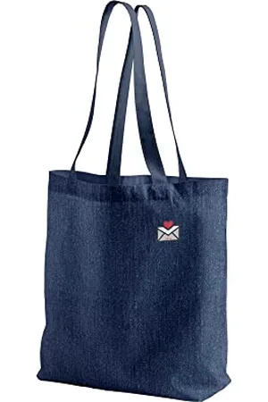 Green Fish Denim-Tragetasche, bedruckt, Einkaufstasche, maschinenwaschbar, faltbar, Jeanshandtasche mit Griffen, 40 x 55 cm