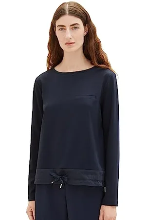 TOM TAILOR Damen 1038188 Sweatshirt mit Kordelzug, 10668-sky Captain Blue, XL