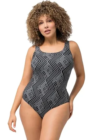 Ulla Popken Damen, große Größen, Badeanzug Alice, Softline, DG, Ethno