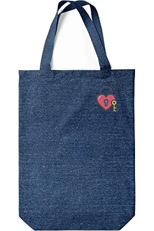 Green Fish Denim-Tragetasche, bedruckt, Einkaufstasche, maschinenwaschbar, faltbar, Handtasche aus Jeans mit Griffen, 22 x 26 cm