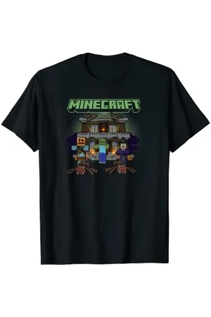 Minecraft Halloween Monsters In Haunted House Group Shot T-Shirt