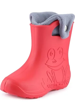 Ladeheid EVA Kinder Jungen Mädchen Gummistiefel Regenschuhe gefüttert Regenstiefel Gummischuhe LA-CA-04 (Koralle/Grau, 28/29 EU)