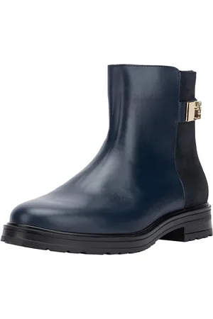 Tommy Hilfiger TH LOGO LEATHER MIX CHELSEA ( Niedrige Stiefel Damen, Blau (Space Blue), 38 EU