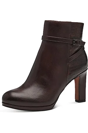 Marco Tozzi Damen Stiefeletten mit Absatz aus Kunstleder Elegant, Braun , 40