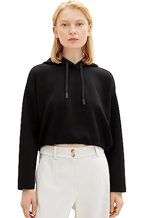 TOM TAILOR Damen 1038747 Basic Hoodie Sweatshirt, 14482-deep Black, XL