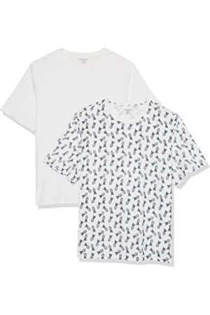 Amazon Herren Kurzärmeliges T-Shirt mit Rundhalsausschnitt aus Baumwolle – Regular Fit, 2er-Pack, , S