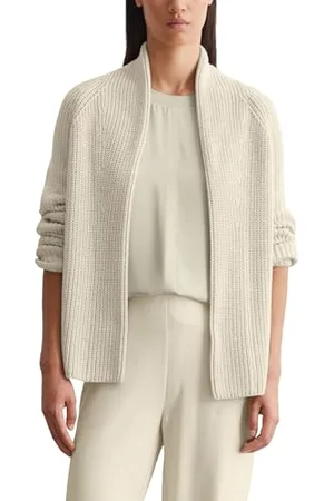 Marc O’ Polo Marc OߴPolo Damen Cardigan aus Bio-Baumwolle mit Schalkragen, Cremefarben (Sandy Melange), XXS