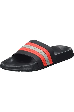 KangaROOS Unisex K-Slide Stripe Sandale, Jet Black/red, 40 EU
