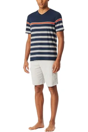 Schiesser Herren Schlafanzug kurz V-Ausschnitt-Casual Essentials Pyjamaset, , 48