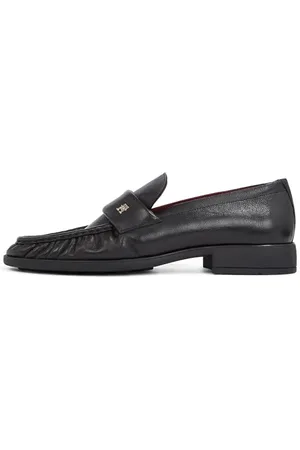 Tommy Hilfiger Damen Loafer Soft Nappa Pleated Toe Kleiner Absatz, (Black), 42