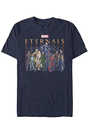 Marvel Unisex The Eternals Eternals Group Repeating Organic Short Sleeve T-shirt, Marineblau, L