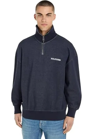 Tommy Hilfiger Herren Sweatshirt mit Reißverschluss Monotype Honeycomb Halber Zipper, , M