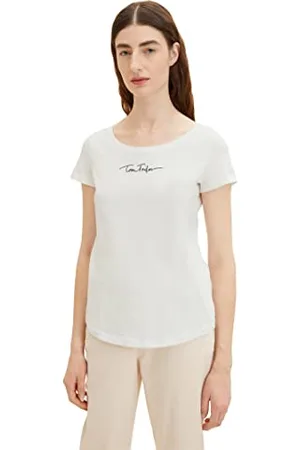 TOM TAILOR Damen 1036192 Basic T-Shirt mit Schriftzug, , M