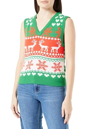 ONLY Damen Onlxmas Heart V-neck Vest Knt, , M