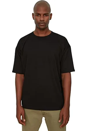 Trendyol Herren Männliches Basisches Bike-kragen Übergroß Kurzarm-t-shirt T-Shirt Western, , L