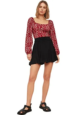 Trendyol Damen Drapierte Gestrickte Rock Skirt Western, , XL