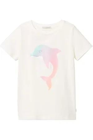 TOM TAILOR Mädchen Kinder T-Shirt mit Delphin-Print , Whisper White, 92/98
