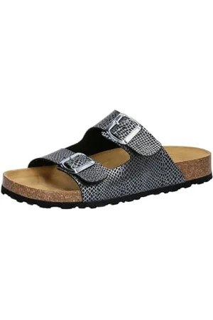 LICO Damen Bioline Platino Pantoletten, Schwarz/Silber, 40 EU