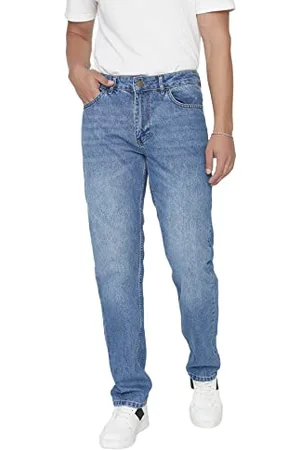 Trendyol Herren Herren Mittlerer Bund Straight Jeans, , 32 EU