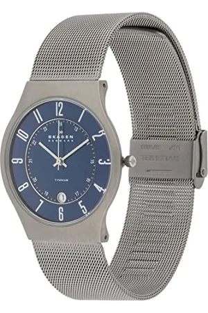 Skagen Herrenuhr Sundby Titanium, DreizeigerDatumschaltung, 37mm Charcoal Titanium Gehäuse mit EdelstahlMeshArmband, 233XLTTN