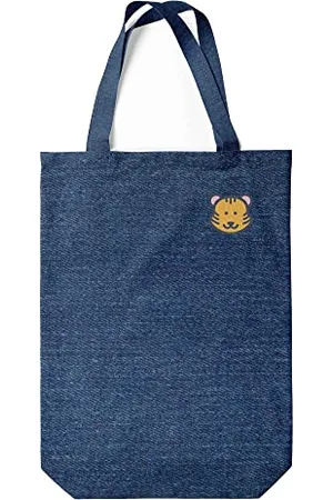 Green Fish Denim Bedruckte Einkaufstasche, Wiederverwendbare, Jeans Tasche, Maschinenwaschbar, Faltbar, Stofftasche mit Zwei Langen Henkeln, 22x26 Cm