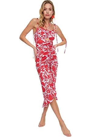 Trendyol Damen Flower Stained Window Shutter Detailed Beach Dress, , 40 EU