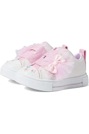 Skechers Twinkle Toes Sneaker, White Synthetic/Pink Trim, 43 EU