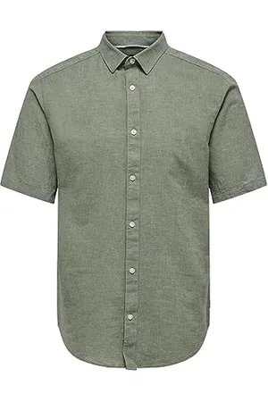 Only & Sons Herren Onscaiden Ss Solid Linen Shirt Noos, , M