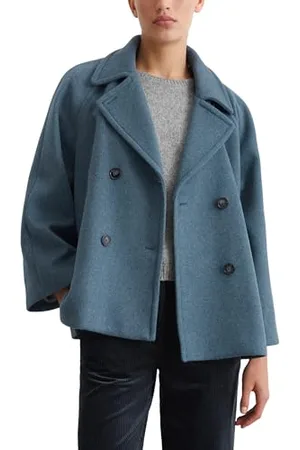 Marc O’ Polo Marc OߴPolo Damen Cabanjacke mit Reverskragen elegant, Blau (Hazy Blue), 42