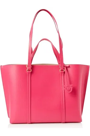 Pinko Damen Carrie Shopper Big Pottaled Leder Tasche, N17q_pink Antique Gold