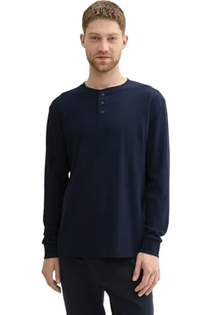 TOM TAILOR Herren Longsleeve Henley mit Struktur, , XXL