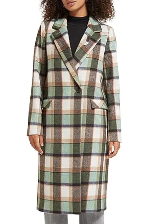 Scotch&Soda Green Check Single Breasted Coat