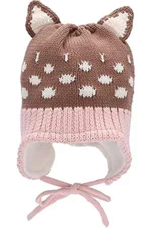 Sterntaler Baby Mädchen Strickmütze Baby Strickmütze Öhrchen und Punkte Mütze - Baby Strickmütze - aus Baumwolle mit Bindeband - , 39