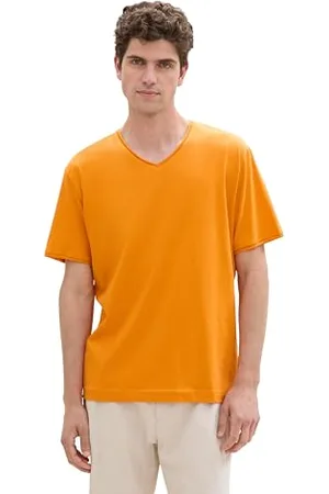 TOM TAILOR Herren Basic T-Shirt aus Baumwolle mit V-Ausschnitt, , XL
