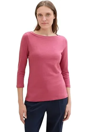 TOM TAILOR Damen Basic T-Shirt mit 3/4-Arm, , XL
