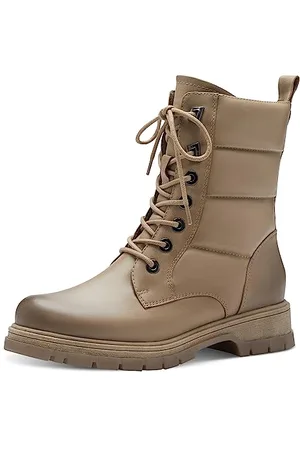 Marco Tozzi Damen Schnürstiefel ohne Absatz aus Kunstleder Winter, Grau , 39