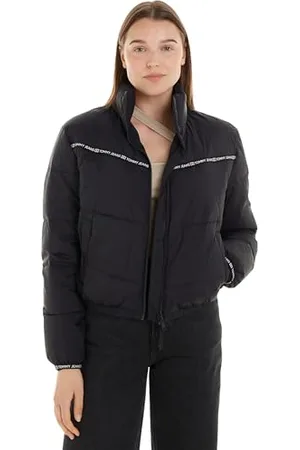 Tommy Hilfiger Damen Pufferjacke Tape Detail leicht, (Black), XL