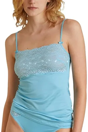 Calida Sensual Secrets Spaghetti-Top Damen, Brustbereich komplett aus zarter, semitransparenter Spitze, verstellbare Träger