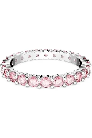 Swarovski Matrix Ring, Rhodinierter Damenschmuck mit -violetten, Strahlenden Kristallen