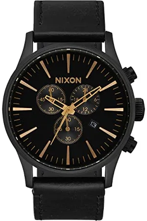 Nixon Herren Analog Quarz Uhr mit Leder Armband A405-3088-00