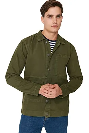 Trendyol Herren Jung Regular Basic Plain Denim Jacke Coat, , L