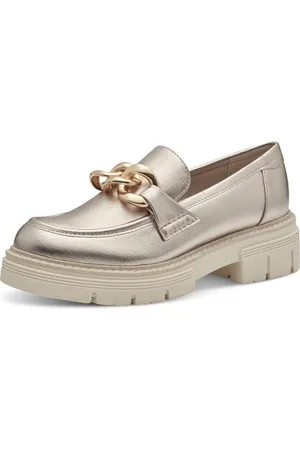 Marco Tozzi Damen Loafer mit Absatz mit Plateausohle Vegan, Beige , 39 EU