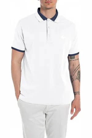 Replay Herren Poloshirt Kurzarm Stretch Piquet, (Weiß), XL